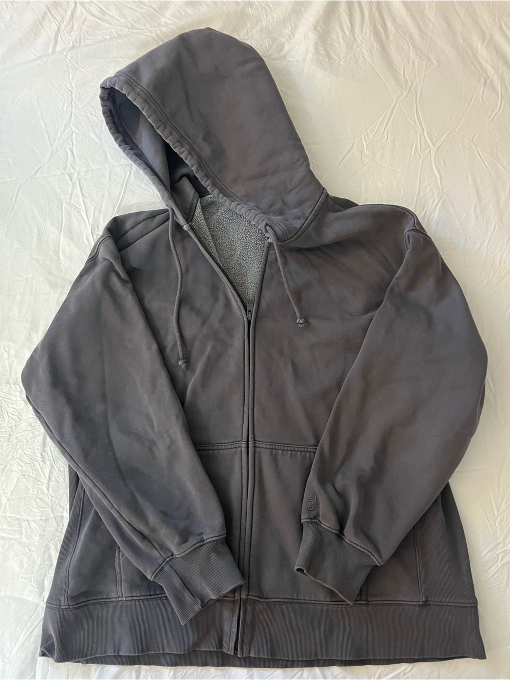 TNA Aritzia Zip Up Hoodie in Charcoal